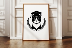 Cat with Graduation Cap and Laurels, SVG PNG Product Image 2