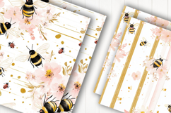 Bee and Floral Seamless Digital Paper Product Image 2