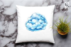 Watercolor Blue Cloud Clipart Sublimation PNG Product Image 2