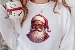 Vintage Black Pink Santa Claus Sublimation Clipart Product Image 2
