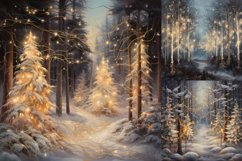 Silvery and golden Christmas forest printable digital papers Product Image 2