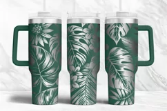 40oz Tumbler laser svg| Monstera Tropic flowers pattern wrap Product Image 3