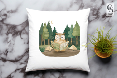 Cute Owl Camping Map Watercolor Clipart PNG Product Image 3