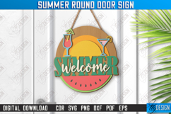 Summer Round Door Sign Laser Cut Bundle, Wooden Welcome Sign Product Image 4