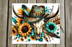Western skulls| straight skinny tumbler sublimation design P Product Image 2