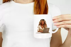 Lady Boss Illustration, Girl with Laptop, Business Woman PNG Product Image 2