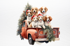Vintage Red Truck With Many Clipart Product Image 2
