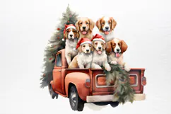 Vintage Red Truck With Many Clipart Product Image 2
