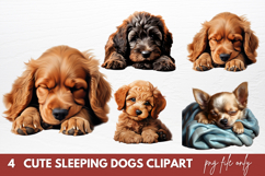 Cute Sleeping Dogs Clipart Sublimation Product Image 1