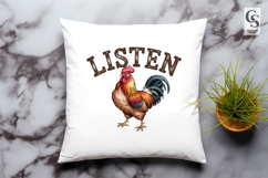 Listen Rooster Clipart Sublimation PNG Product Image 2