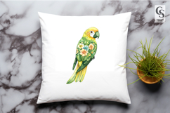 Floral Parrot Watercolor Illustration Clipart PNG Product Image 2