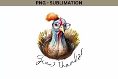 Give Thanks PNG Turkey Illustration, Turkey Day Sublimation Product Image 1