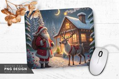 Santa and Reindeer by the Cabin Mouse Pad PNG Product Image 1