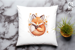 Floral Fox Watercolor Clipart Sublimation PNG Product Image 3