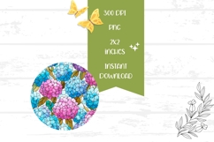 Stained Glass Hydrangea Round Earrings Sublimation PNG Product Image 2