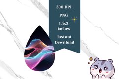 Abstract Teardrop Earring PNG, Fantasy Earring Sublimation Product Image 2