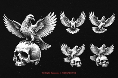10 Bundle Dark Art Dove Standing on Skull Gothic Horror Product Image 3
