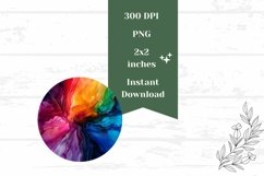 Fluid Art Round Earrings, Abstract Round Earring PNG Product Image 2