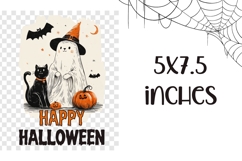Cartoon Halloween Ghost Towel, Halloween Cat Towel PNG Product Image 2