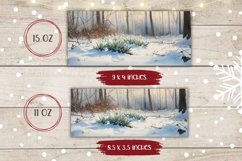 Winter Forest Mug Wrap, Winter Flowers Coffee Mug Template Product Image 2
