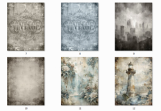 Gray Blue Vintage Junk Journal Pages Product Image 4