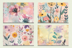 Pastel Mixed Media Flowers Cutting Boards sublimation Design Product Image 2