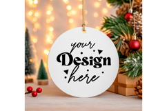 Round Christmas ornament white blank mockup Product Image 1