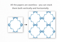 Blue Ribbon Bow Seamless Pattern, Digital Paper Product Image 2