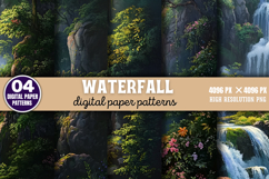 Waterfall Digital Paper Background PNG Product Image 1