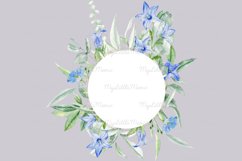 Blue watercolor wreath for wedding invitation #w124 Product Image 3