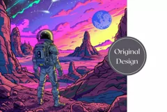 Neon Pink Sky Tumbler Wrap, Astronaut Tumbler Sublimation Product Image 2