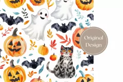 Halloween Doodles Tumbler Design, Watercolor Halloween Bats Product Image 2