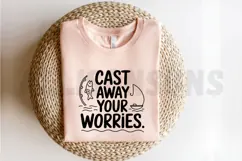 Cast Away Your Worries Fishing Adventure Line Art Product Image 2