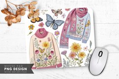 Butterfly And Floral Knitwear Collection Mouse Pad PNG Product Image 1
