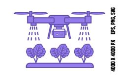 Purple Crop Spraying Drone Icon Product Image 1