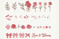 Love &amp; Blooms Coquette Clipart PNG SVG, Pink Floral Bows Product Image 2