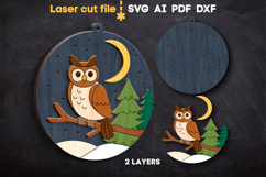 Owl Christmas Ornament SVG laser cut files for Glowforge Product Image 2