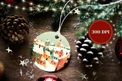 Cozy Christmas Village Ornament, Winter Round Ornament Product Image 2