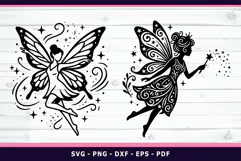 Fairy silhouettes SVG, Line art Fairytale SVG Product Image 2