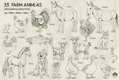 Farm animals line art collection Svg Png Eps Product Image 2