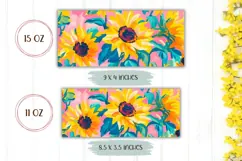 Art Flowers Mug Sublimation, Sunflowers PNG Product Image 2