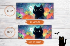 Halloween Black Cat Mug Design, Kawaii Halloween Coffee Mug Product Image 2