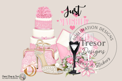 Pink Just Married Wedding PNG Bride Clipart Sublimation Product Image 1