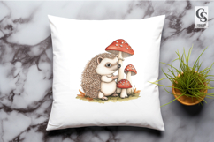 CWatercolor Hedgehog Mushroom Clipart Sublimation PNG Product Image 2