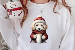 Christmas Dog And Coffee Clipart, Christmas Clipart Product Image 2