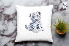 Cute Snow Leopard Cub Watercolor Clipart Sublimation PNG Product Image 2