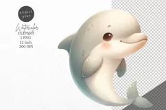 Ocean clipart, Dolphin clipart, Watercolor clipart Product Image 1