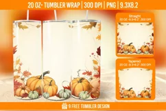 Pumpkin Tumbler Sublimation Wrap, 20 oz Fall Tumbler Wrap Product Image 1
