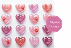 Glitter Hearts Tumbler Design, Valentine's Day Tumbler Wrap Product Image 2