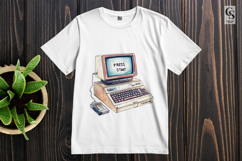 Vintage Computer Retro PC Gaming Watercolor Clipart PNG Product Image 2